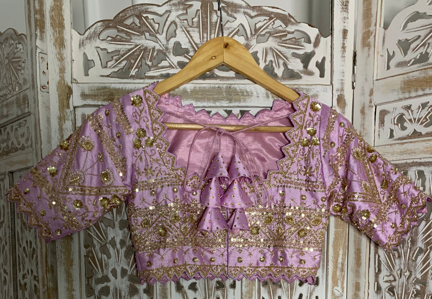 Hand embroidered onion pink Lehnga set