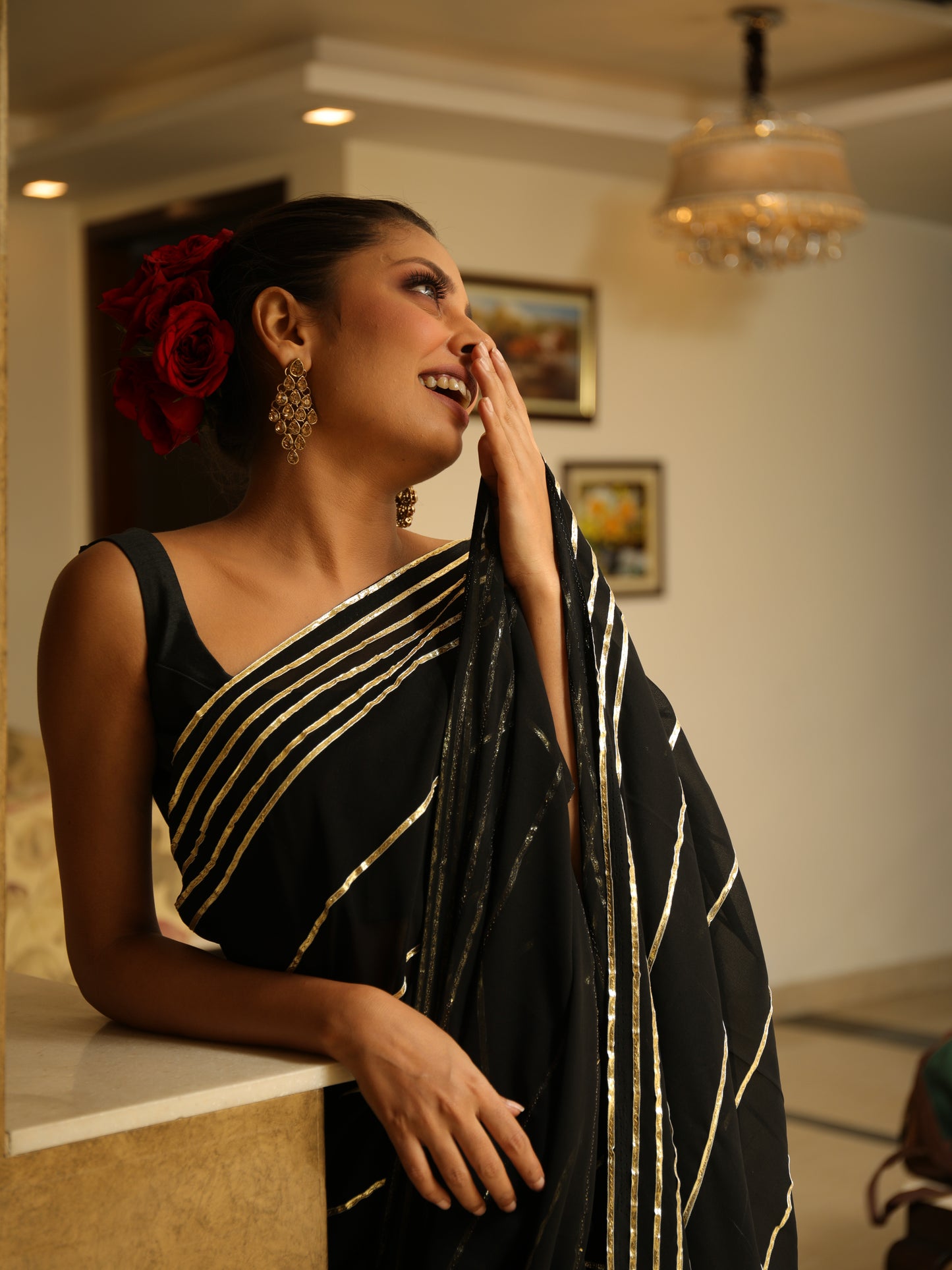 Black Saree with Gota Work