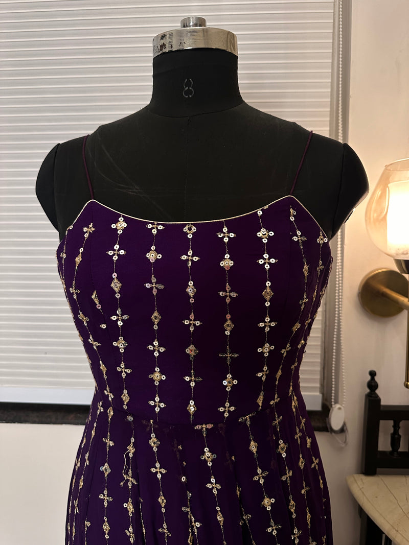 Deep purple Anarkali set