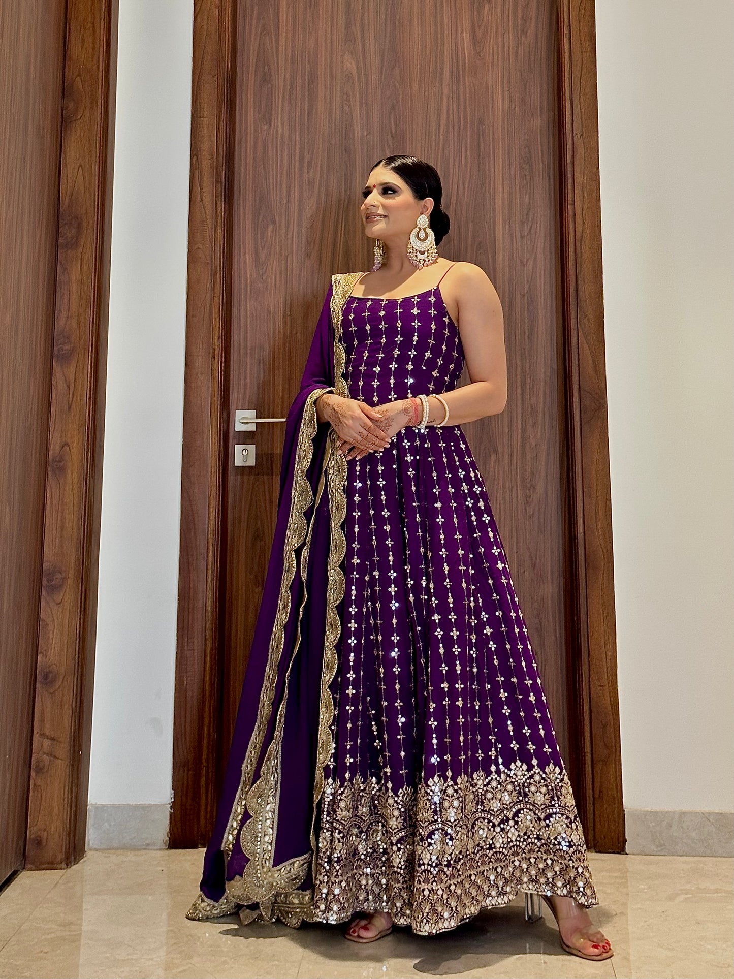 Deep purple Anarkali set