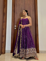 Deep purple Anarkali set
