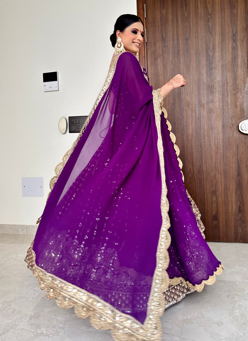 Deep purple Anarkali set