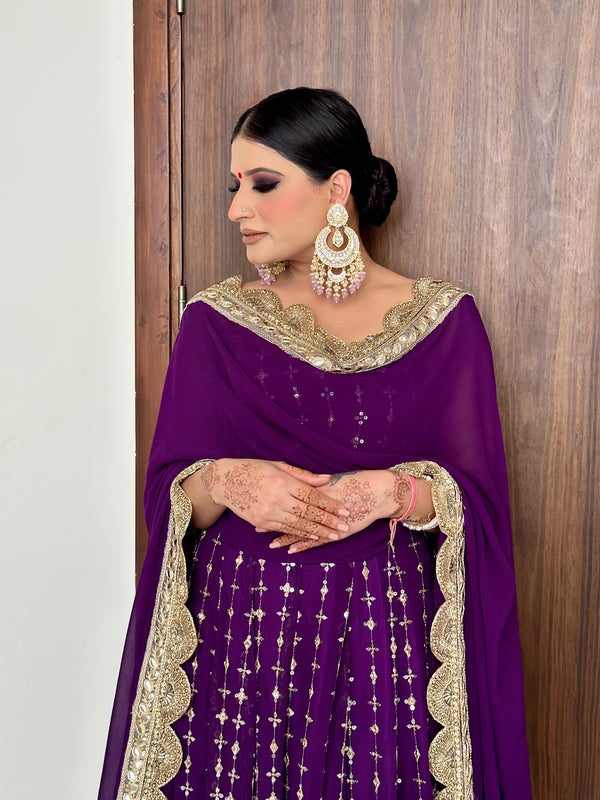 Deep purple Anarkali set