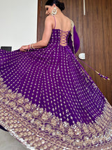 Deep purple Anarkali set