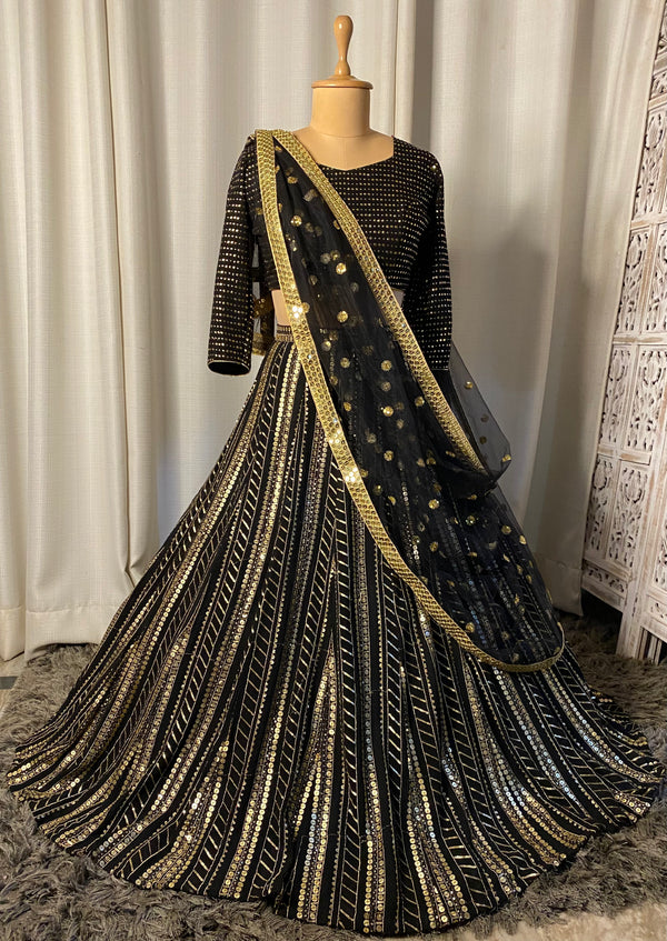 Black and Golden Lehenga