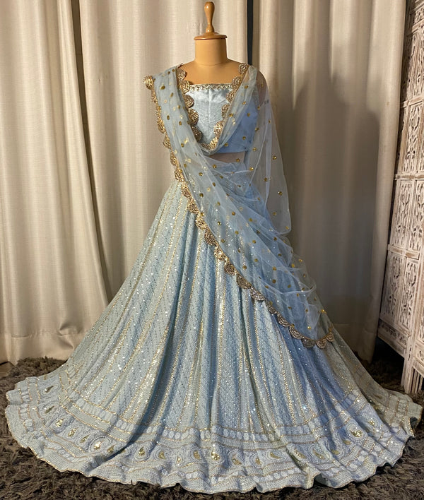 Greyish Blue Lehenga Set