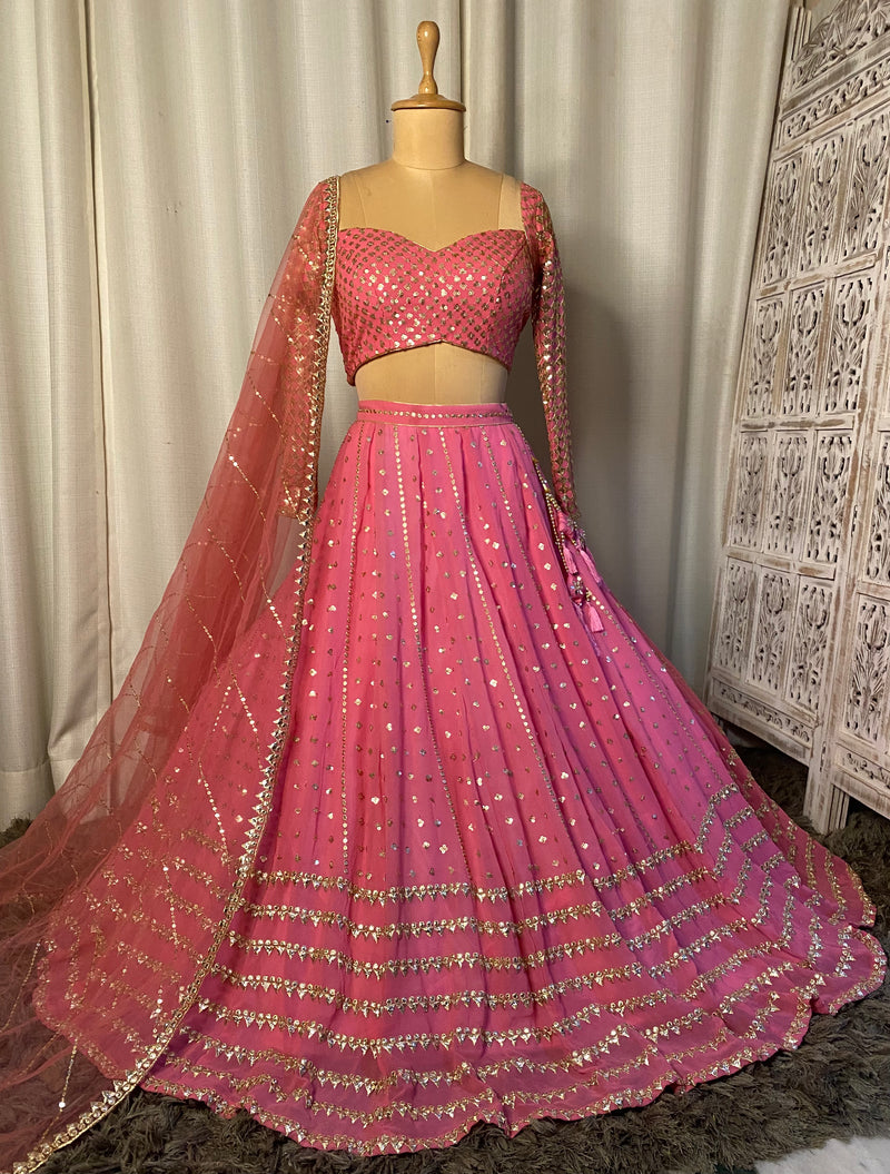 PINK AND GOLDEN LEHENGA SET