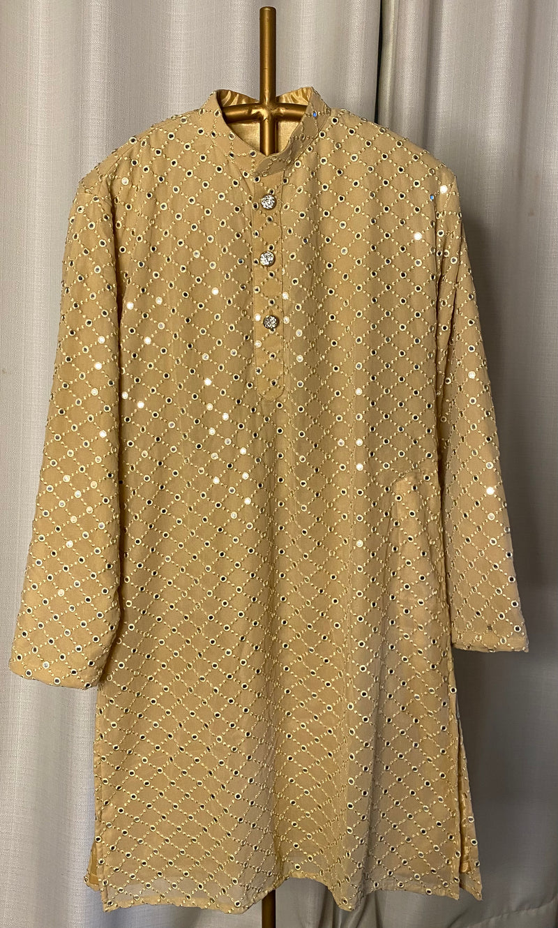 Beige and Golden Kurta