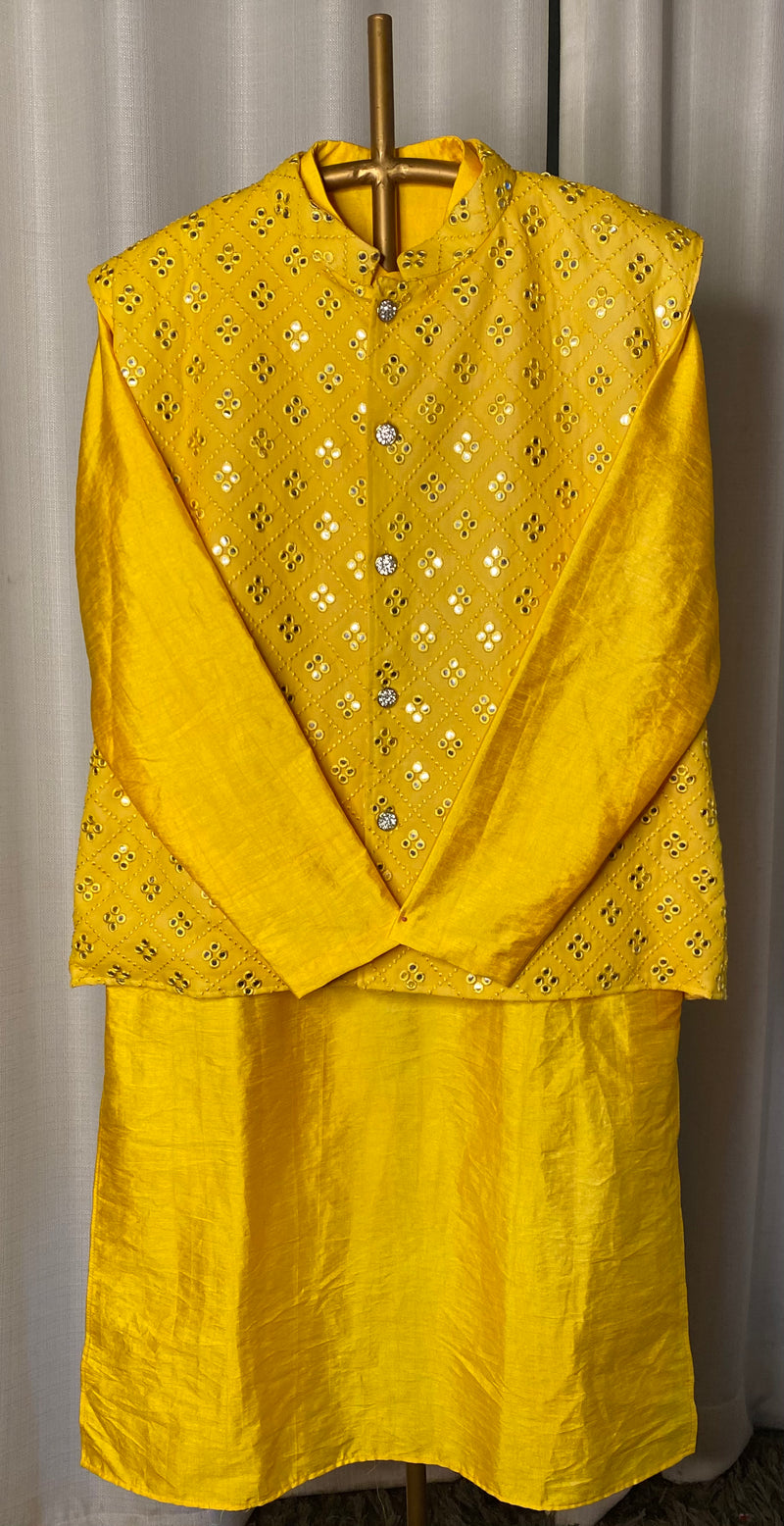 Yellow Kurta & Sadri set