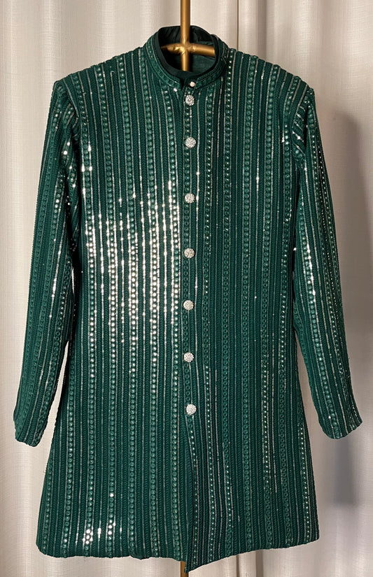 Emerald green sequin kurta