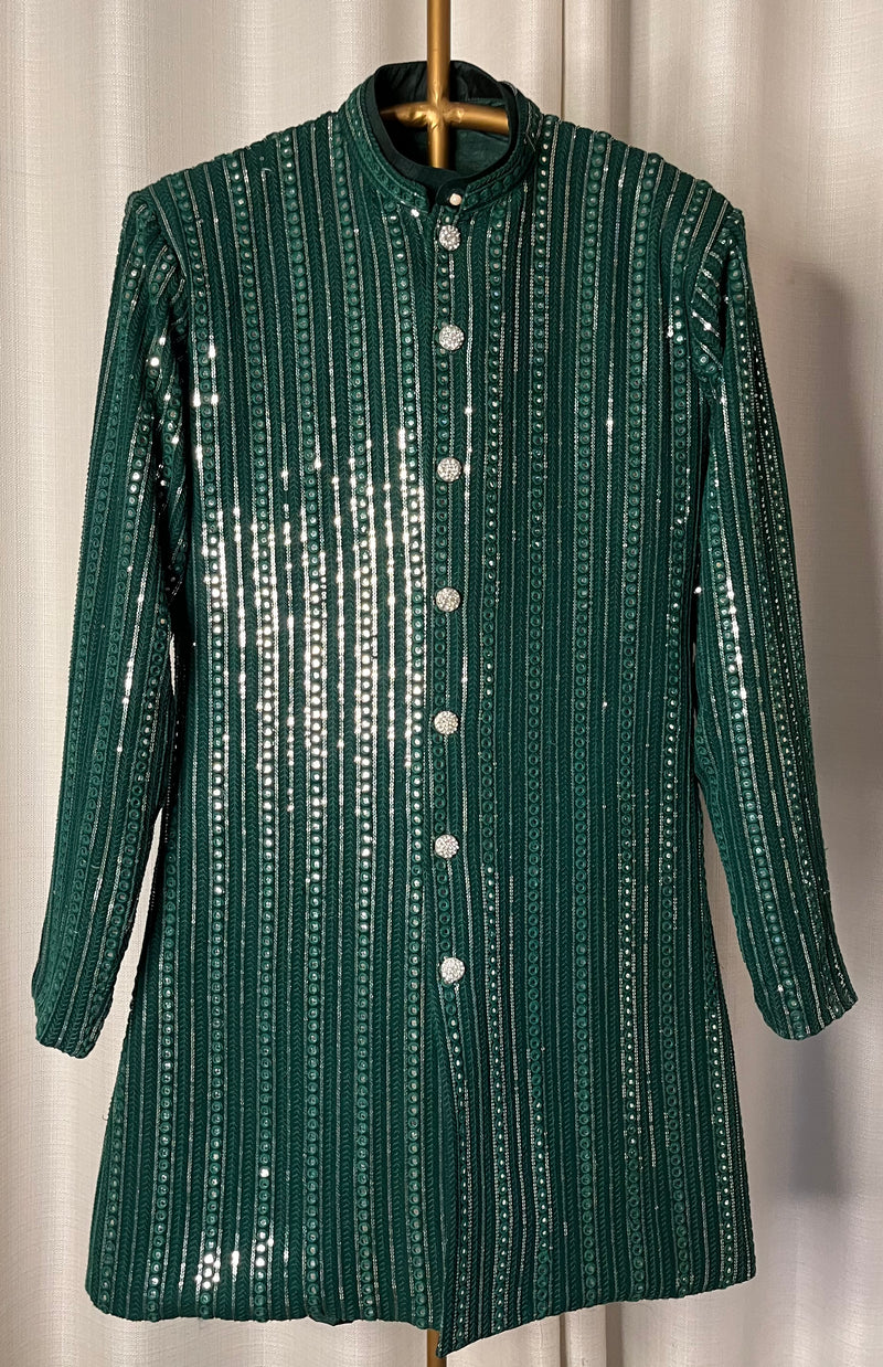 Emerald green sequin kurta