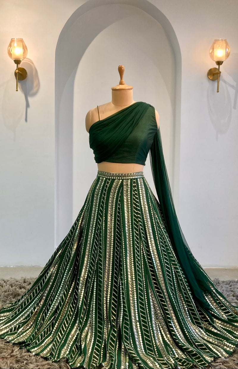 Green and gold Lehenga