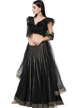 Black Ruffles and Gota embellished Lehenga set