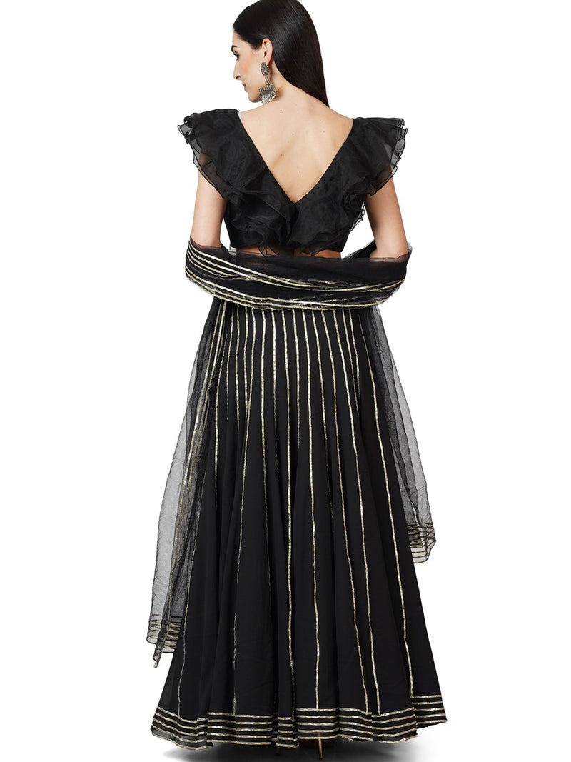 Black Ruffles and Gota embellished Lehenga set