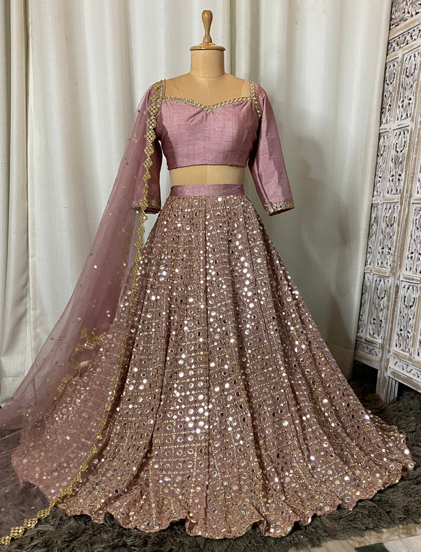 Mauve Embroidered lehengas