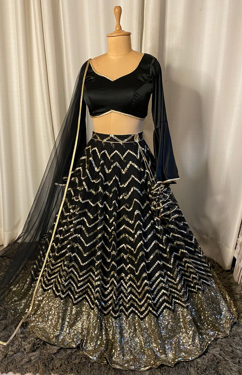 Black and gold Lehnga set