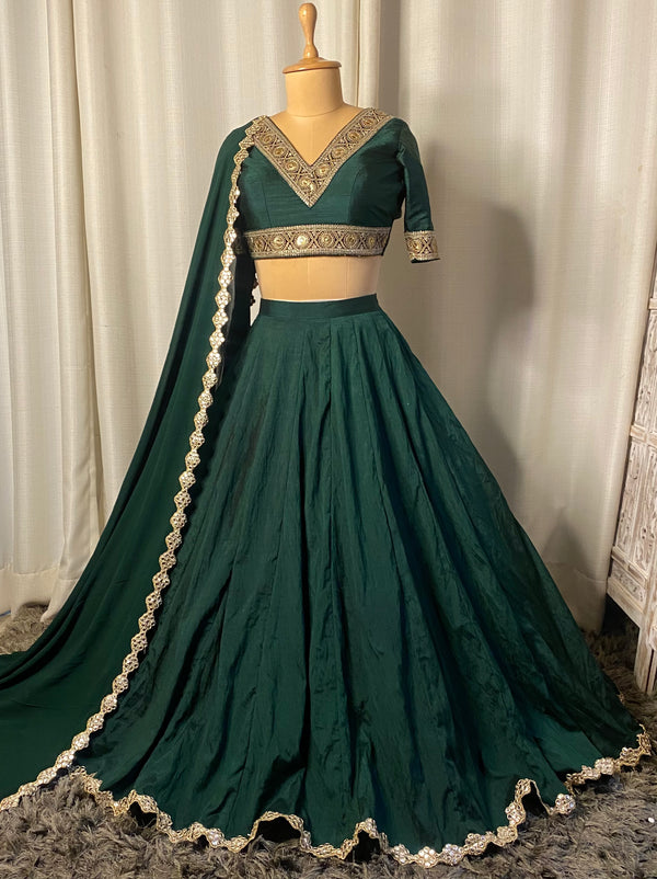 Emerald green Lehenga set