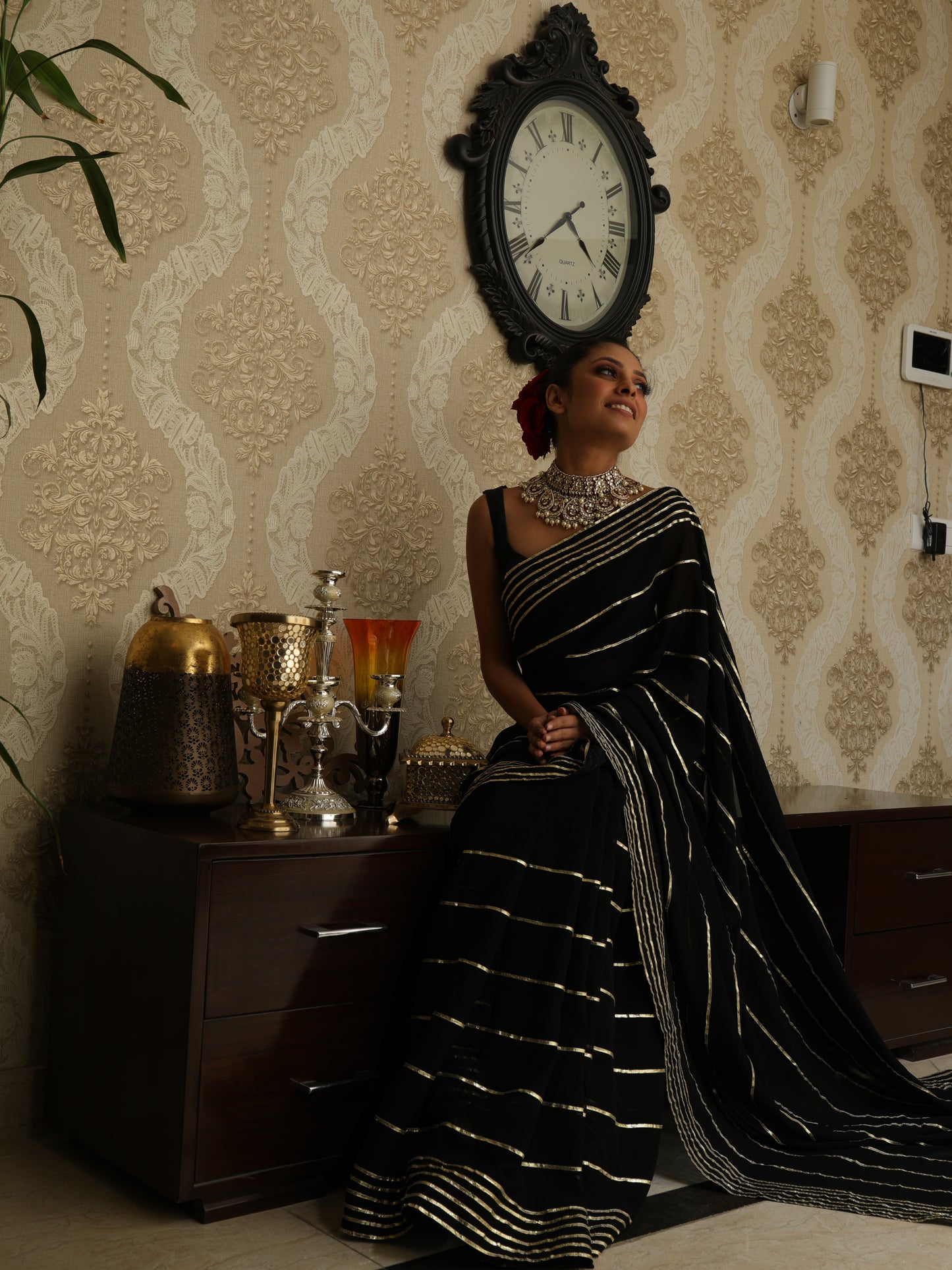 Black Saree with Gota Work