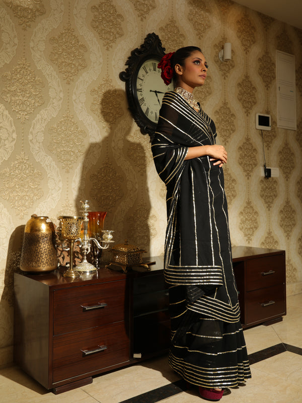Black Saree with Gota Work