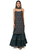 Emerald embroidered sharara set