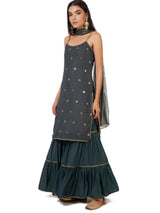 Emerald embroidered sharara set