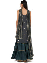 Emerald embroidered sharara set