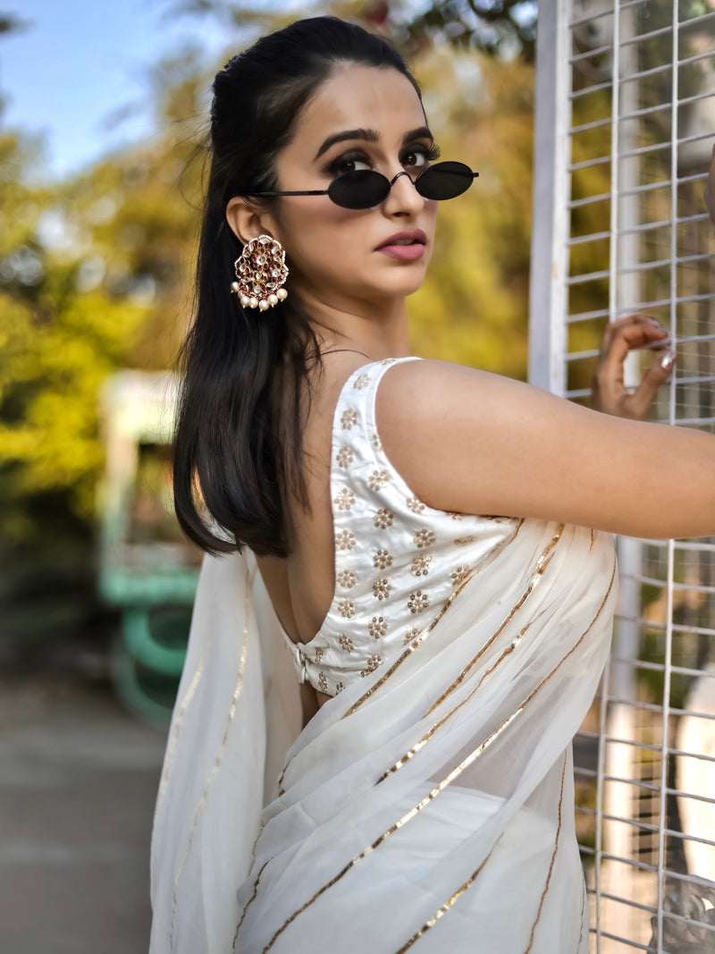 White Gota with Work Saree