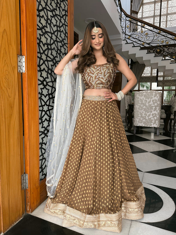 Olive brown lehenga set