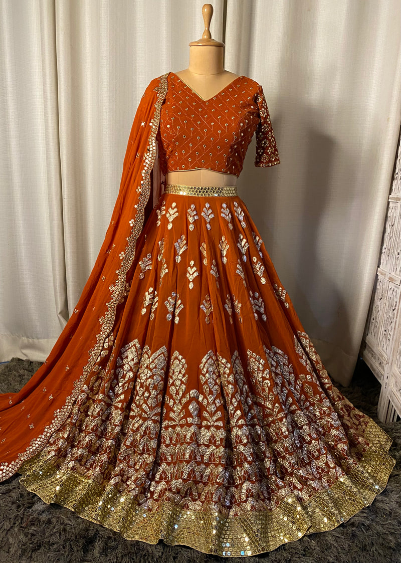 Rust gota work lehnga