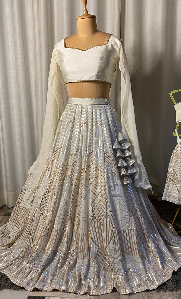 Ivory geometrical lehnga