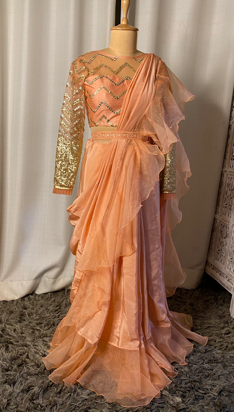 Peach saree